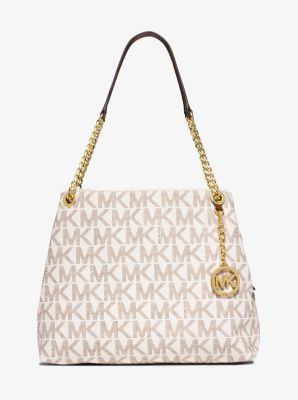 Michael Kors Teagen Large Jet Set Chain Tote Vanilla MK Signature