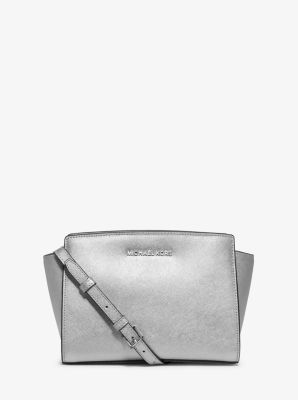 selma medium metallic leather crossbody black