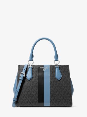 Michael Kors Marilyn Medium Signature Logo Stripe Satchel