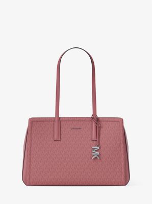 Michael Kors Laila Medium Signature Logo Tote Bag In Red