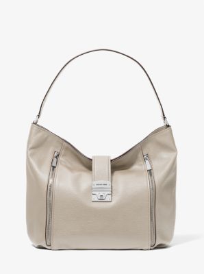 Michael Kors Addie Large Leather Shoulder Bag In Natural