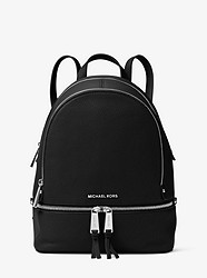 Rhea Medium Leather Backpack   - BLACK - 30S5SEZB1L