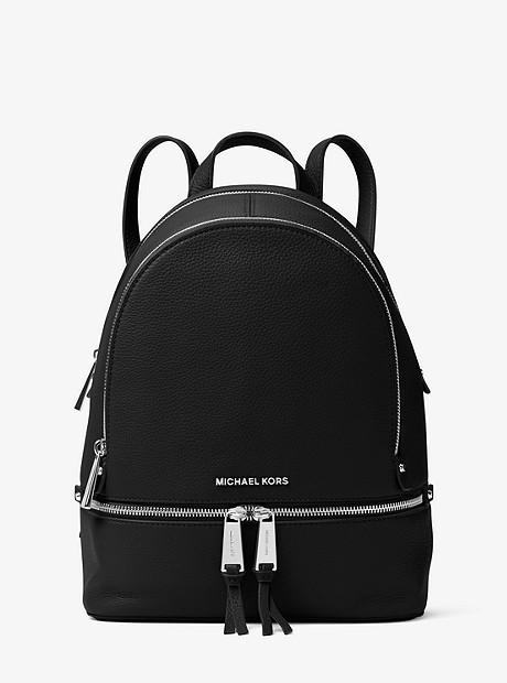 Rhea Medium Leather Backpack   - BLACK - 30S5SEZB1L