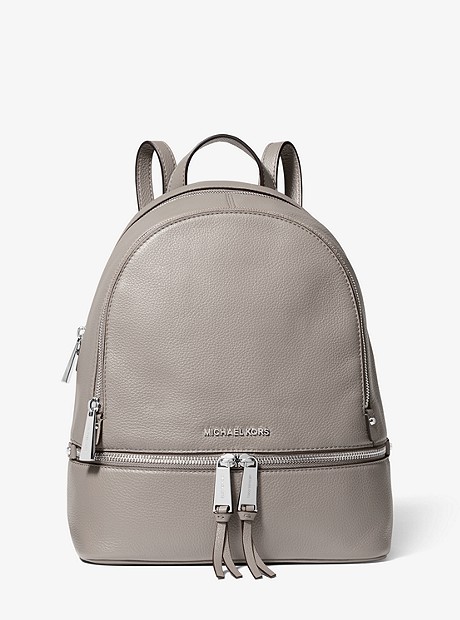 Rhea Medium Leather Backpack   - PEARL GREY - 30S5SEZB1L