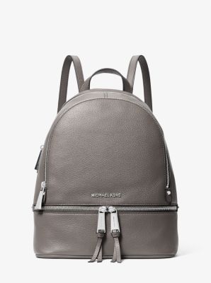 MK Rhea Medium Leather Backpack Grey Michael Kors