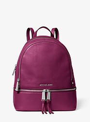 Rhea Medium Leather Backpack   - GARNET - 30S5SEZB1L