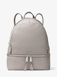 Rhea Large Leather Backpack - PEARL GREY - 30S5SEZB3L