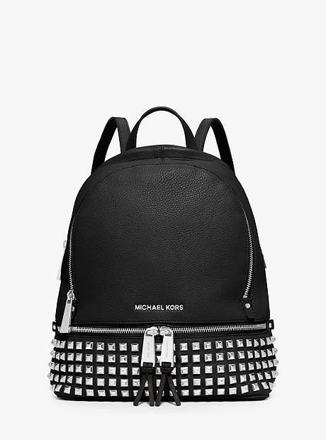 Rhea Medium Studded Pebbled Leather Backpack - BLACK - 30S5SEZB5L