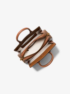 Laila Small Studded Leather Satchel in LUGGAGE | Michael Kors