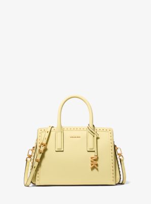 MK Henkeltasche Laila Small Aus Leder Mit Nietenbesatz - Gelb