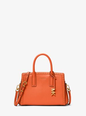 MK Henkeltasche Laila Small Aus Leder Mit Nietenbesatz - Orange