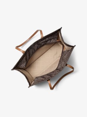 Zadie Large Signature Logo Printed Tote Bag in BRN/ACORN | Michael Kors