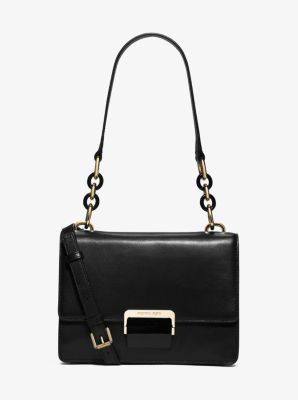 Michael Kors Cynthia Black Saffiano Leather Charm Handbag Shoulder  Crossbody Bag