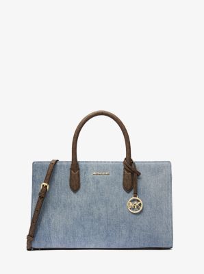 MK Henkeltasche Scarlett Medium Aus Denim - Blau