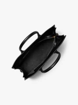 Borsa a mano Scarlett media in pelle martellata in NERO | Michael Kors