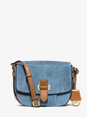 Michael Kors, Bags, Michael Kors Romy Medium Blue Suede Backpack