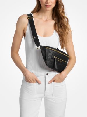 Thumbnail - MK Sling-Tasche Jet Set Travel Medium Aus Leder Mit Logoprägung - Schwarz - Michael Kors