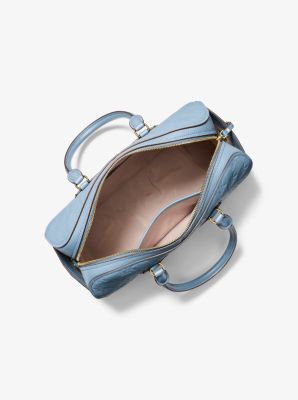 Jet Set Travel Medium Logo Embossed Leather Duffel Crossbody Bag