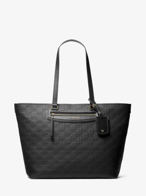 Thumbnail - MK Shopper Jet Set Travel Extra-Large Aus Leder Mit Logoprägung - Schwarz - Michael Kors