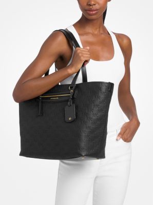 Shopper Jet Set Travel Extra-Large aus Leder mit Logopr&auml;gung in SCHWARZ | Michael Kors