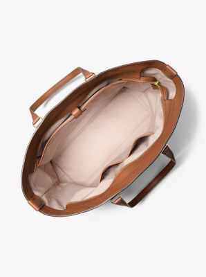 Jet Set Travel Extra-Large Logo Embossed Leather Tote Bag in LUGGAGE | Michael Kors