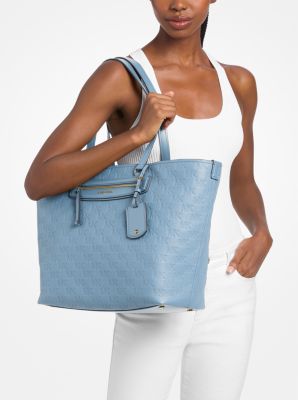 Jet Set Travel Extra-Large Logo Embossed Leather Tote Bag