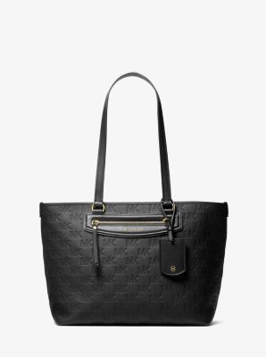 Jet Set Travel Medium Logo Embossed Leather Tote Bag