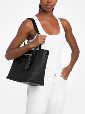 Jet Set Travel Medium Logo Embossed Leather Tote Bag