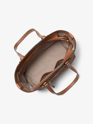 Jet Set Travel Medium Logo Embossed Leather Tote Bag