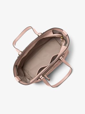 Jet Set Travel Medium Logo Embossed Leather Tote Bag