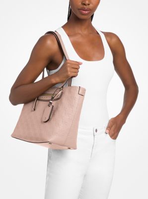 Jet Set Travel Medium Logo Embossed Leather Tote Bag