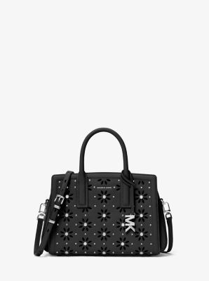 MK Henkeltasche Laila Small Aus Leder Mit Lasercut-Muster Und Verzierung - Schwarz