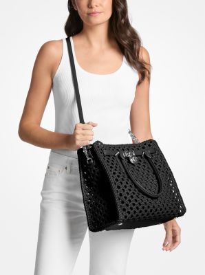Bolso satchel Hamilton Moderne grande tejido a mano in NEGRO | Michael Kors