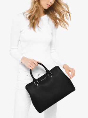 Savannah saffiano 2025 leather satchel