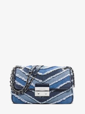 Sloan Large Denim Chevron Shoulder Bag Michael Kors Canada