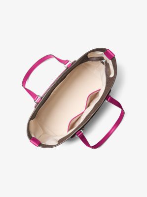 Jet Set Travel Medium Signature Logo Tote Bag in RASPBERRY | Michael Kors