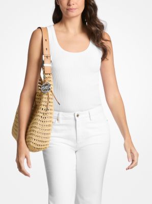 Bolso hobo de hombro Nolita grande efecto crochet in NATURAL/CACAHUETE | Michael Kors