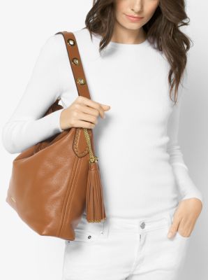 Michael Kors Wilma Large Signature Logo Shoulder Bag In Brown