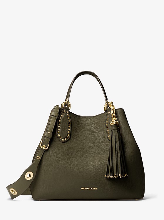 Brooklyn Large Leather Tote in Olive