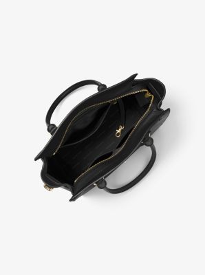 Michael Kors Hamilton Cream Leather Large Satchel/Shoulder Bag W Lock & Key