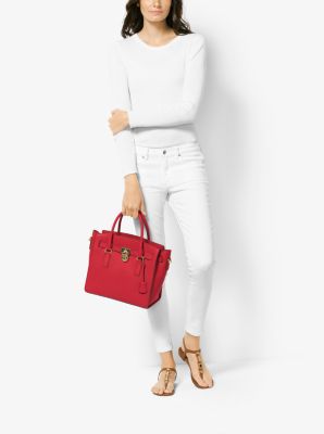 Bolso satchel Hamilton grande de piel in ROJO BRILLANTE | Michael Kors