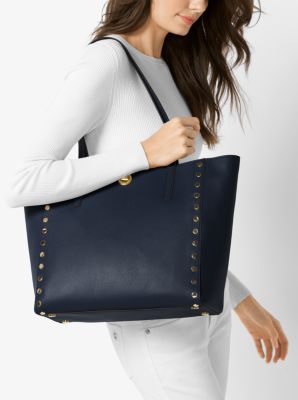 Michael Kors Black Leather Large Rivington Studded Tote Michael Kors