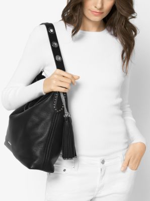 Michael Kors Mel Saffiano Black Leather Large Tote Shoulder Handbag