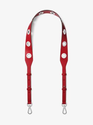 Grommet-Embellished Leather Shoulder Strap