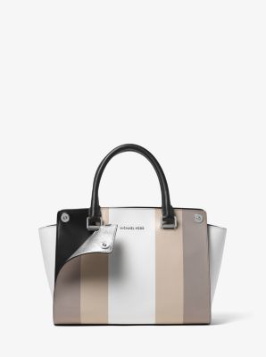 Michael Michael Kors Selma Colorblock Mini Messenger Black White