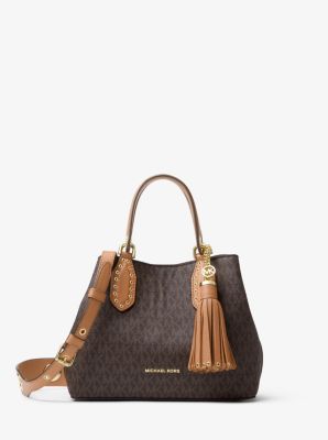 mk brooklyn small leather satchel
