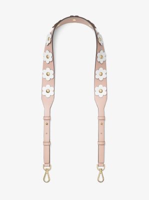 Floral Appliqué Leather Shoulder Strap