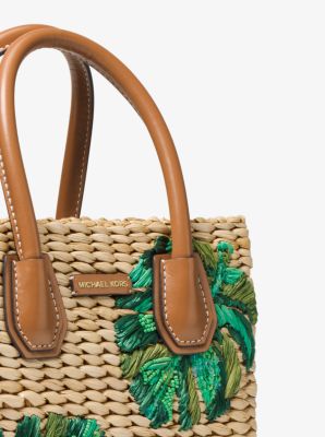 Malibu Palm Embroidered Woven Straw Crossbody Bag | Michael Kors