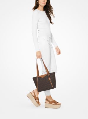 whitney small logo tote by michael kors brown