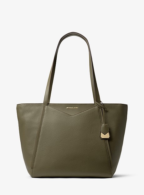 Whitney Large Leather Tote Bag - OLIVE - 30S8GN1T3L